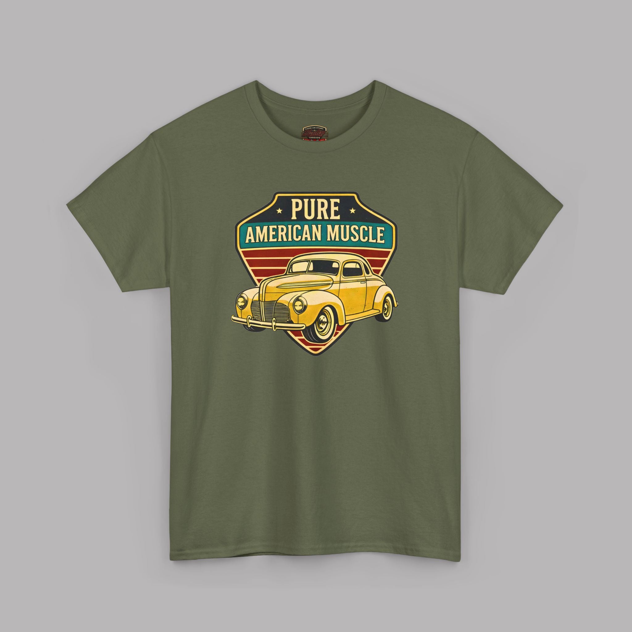 Yellow Hot Rod Shield Tee | Vintage Coupe Graphic Shirt
