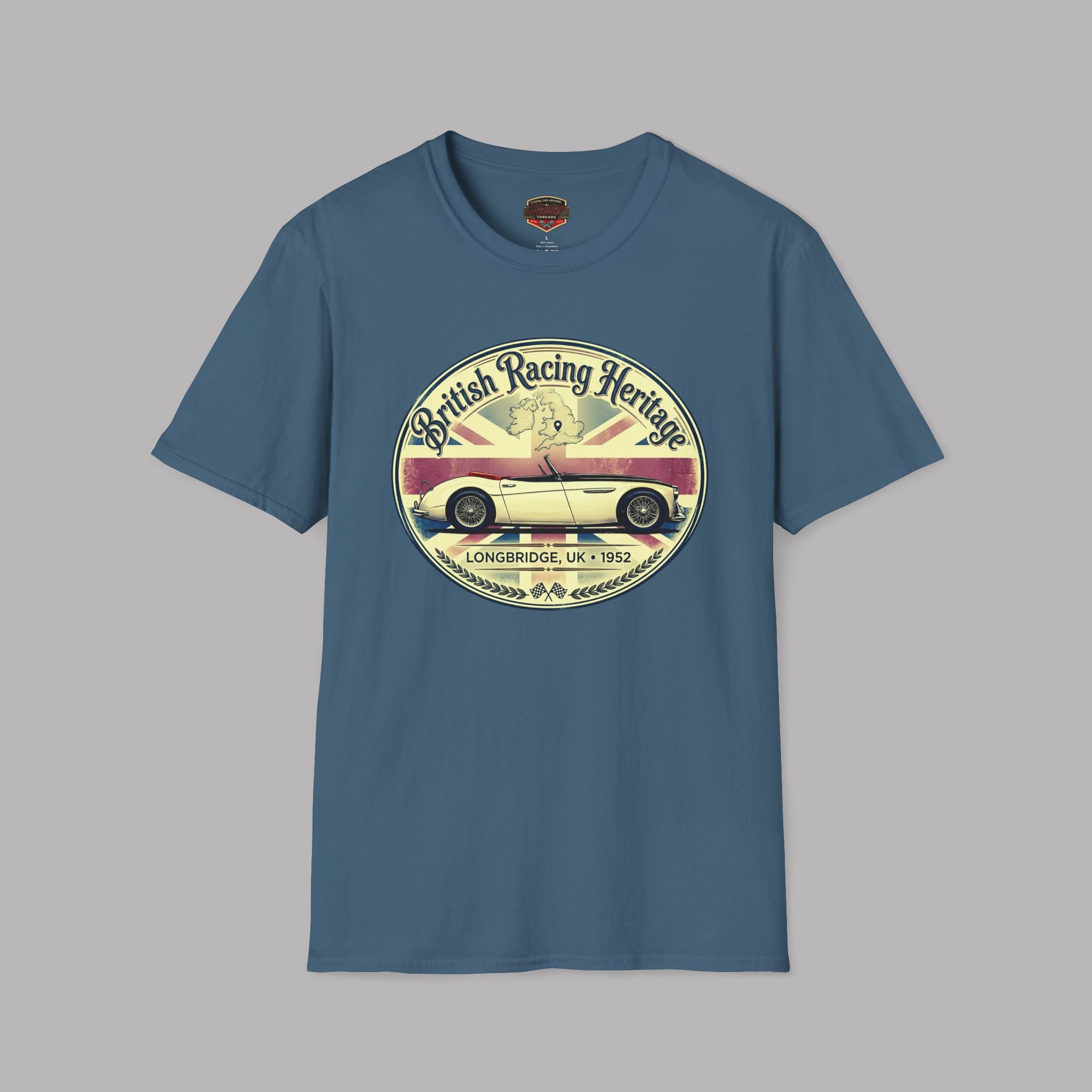 British Racing Heritage Badge Tee | Vintage Roadster Gift