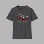 Dark heather t-shirt with a car graphic and 'AIR COOLED OUTLAW' text on a gray background