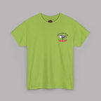 Kiwi green t-shirt with a Healey logo on the left chest against a gray background