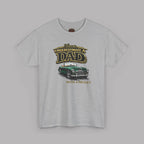 Sport gray t-shirt with a graphic of a car and text on a gray background