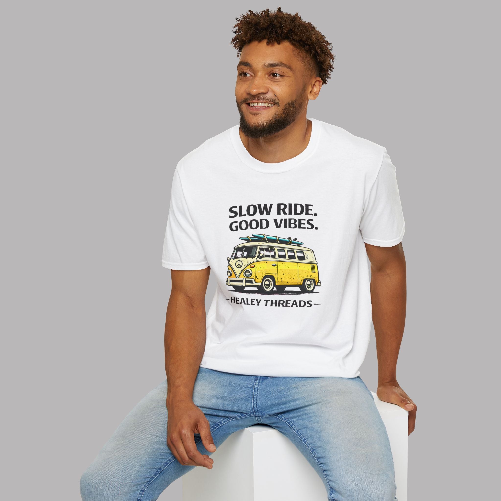 Slow Ride Good Vibes Vintage VW Bus T-Shirt - Healey Threads Tee