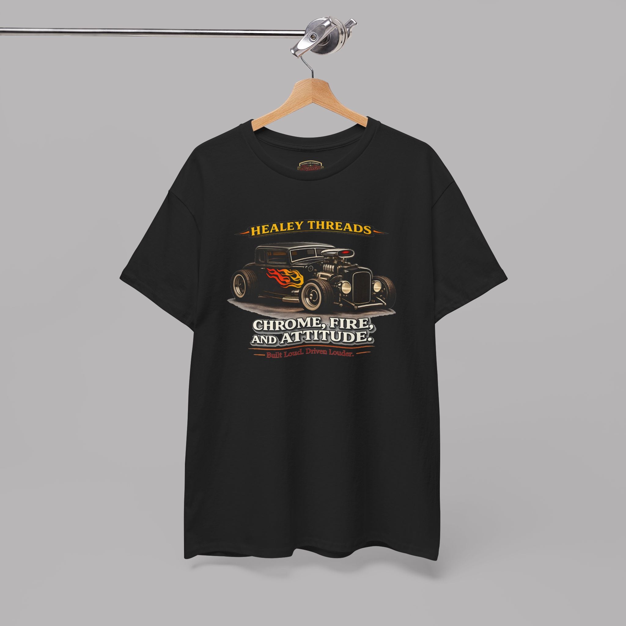 Chrome Fire Attitude Hot Rod Tee | Classic Car Gift Shirt