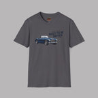 Gray t-shirt with a Healey car graphic and text on a gray background