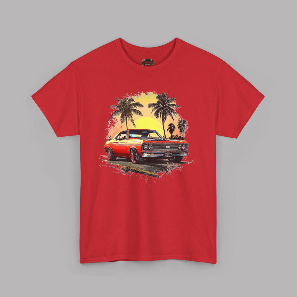 Retro Sunset Muscle Car Tee | Classic American Sports Coupe
