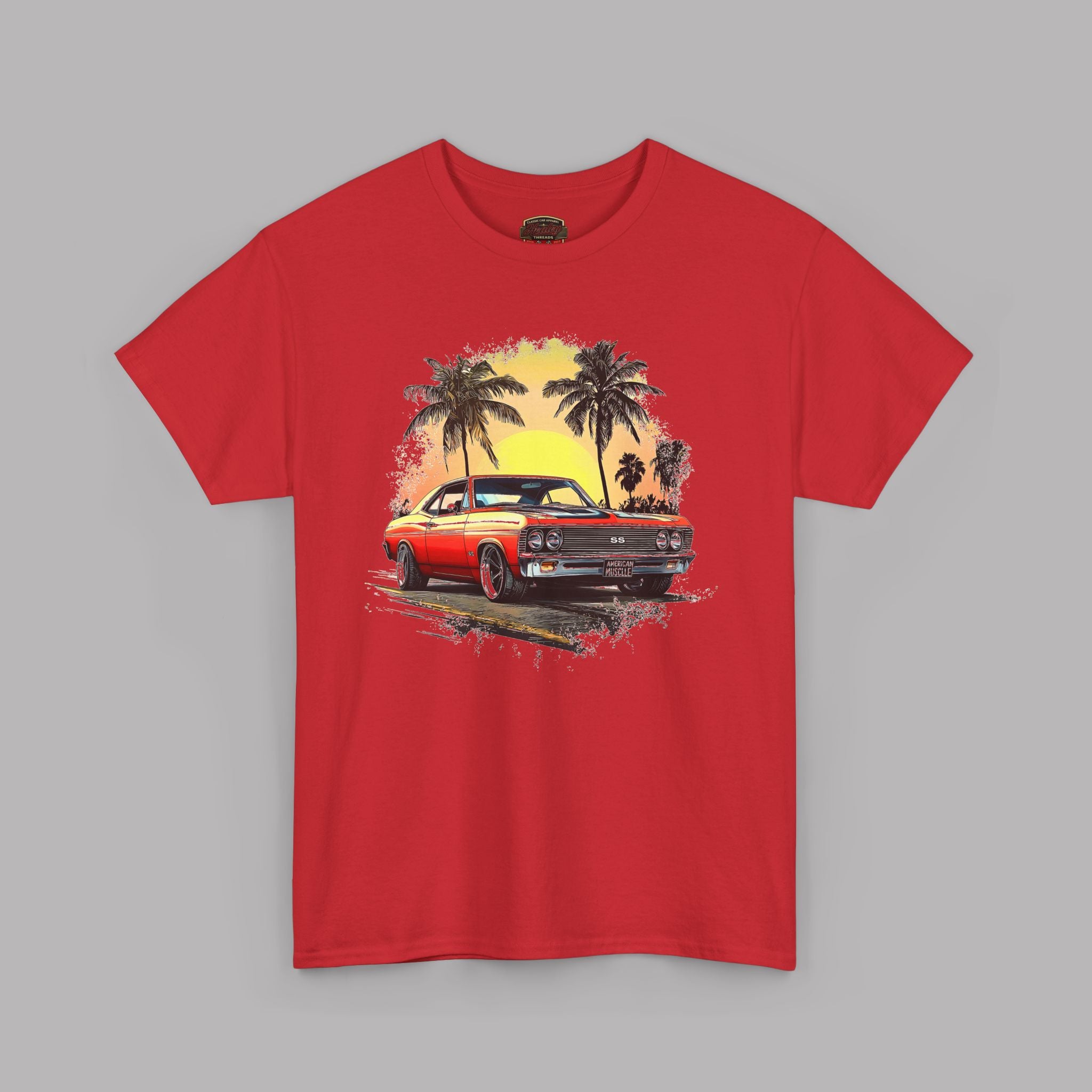 Retro Sunset Muscle Car Tee | Classic American Sports Coupe