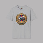 Sport gray t-shirt with a British Motor Club logo on a gray background