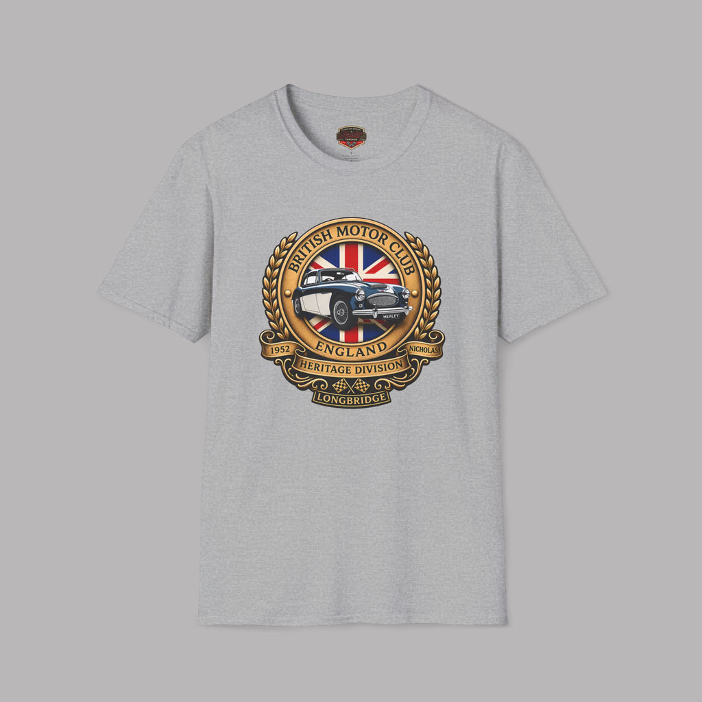 British Motor Club T-Shirt — Vintage Union Jack Sports Car Emblem