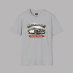 Sport gray t-shirt with Austin-Healey graphic on a gray background