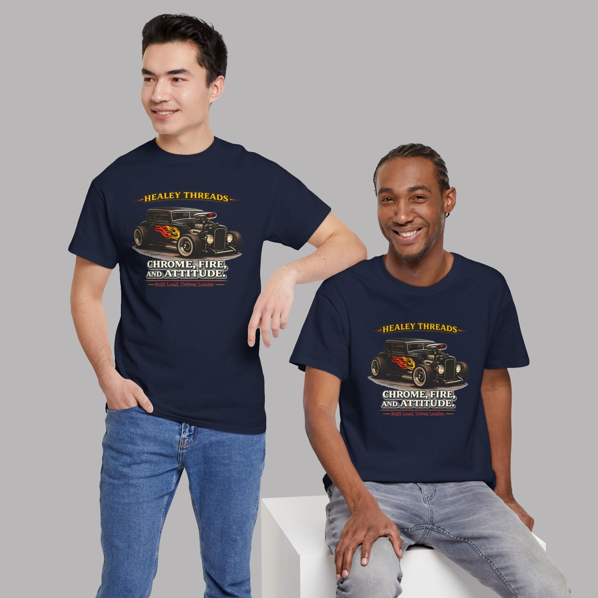 Chrome Fire Attitude Hot Rod Tee | Classic Car Gift Shirt