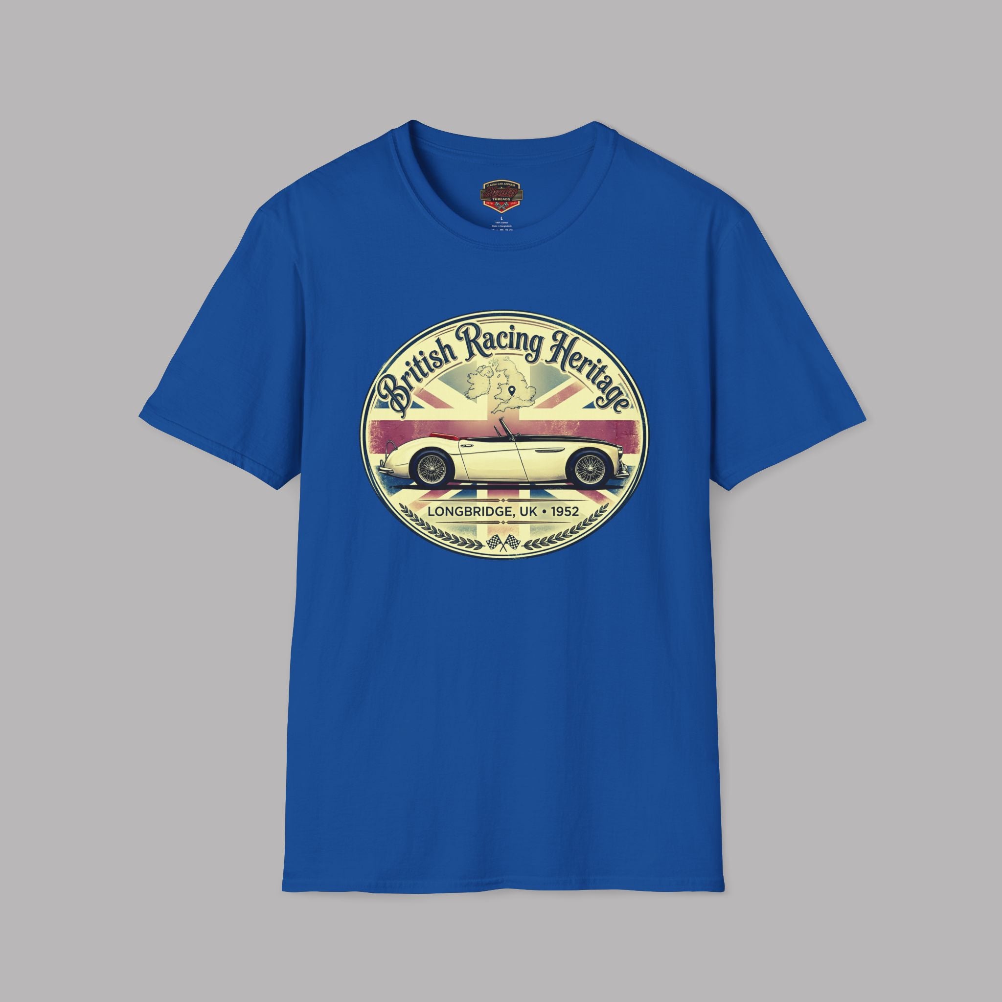 British Racing Heritage Badge Tee | Vintage Roadster Gift