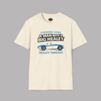 Natural t-shirt with Healey car graphic and text on a gray background