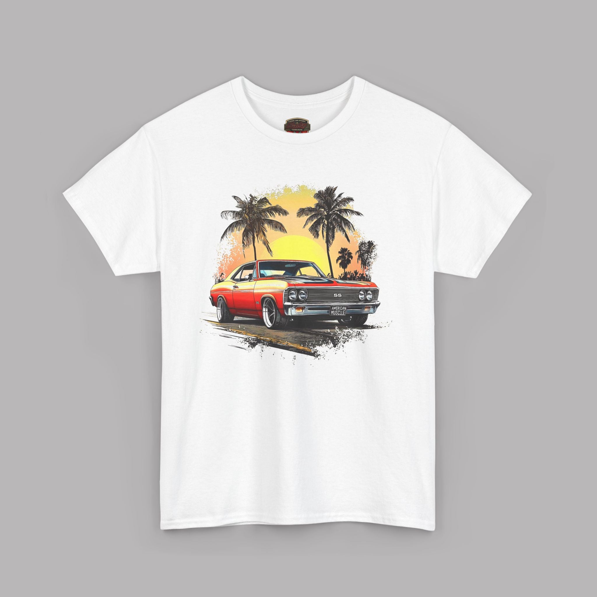 Retro Sunset Muscle Car Tee | Classic American Sports Coupe