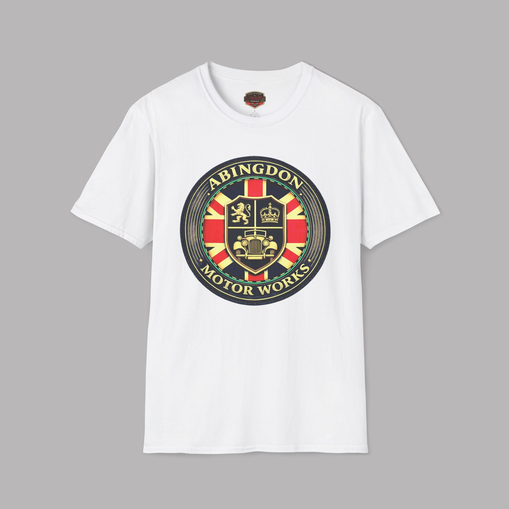 Abingdon Motor Works T‑Shirt — Vintage British Car Emblem Tee