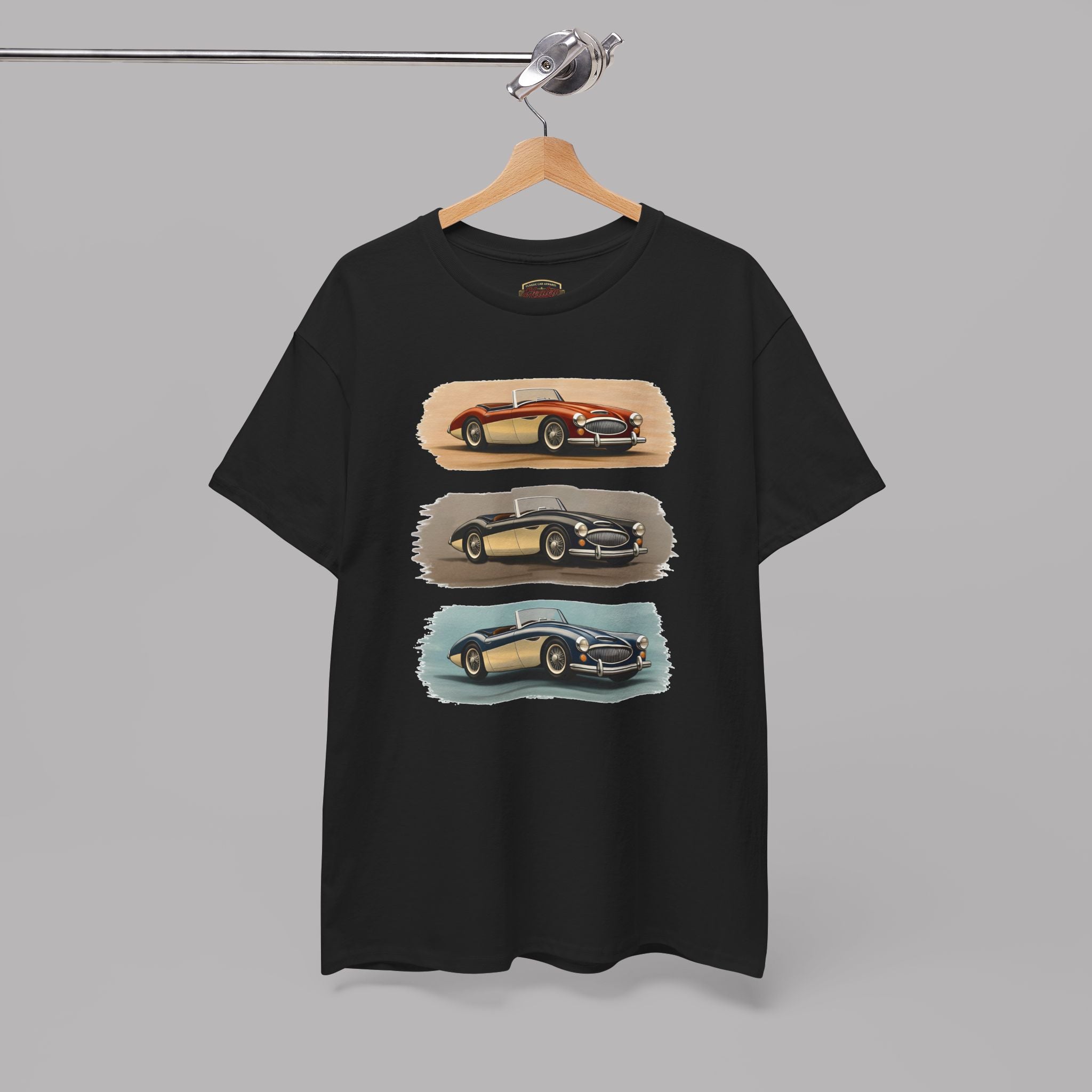 Classic Sports Cars Tee | Vintage Three-Panel Car Graphic Shirt