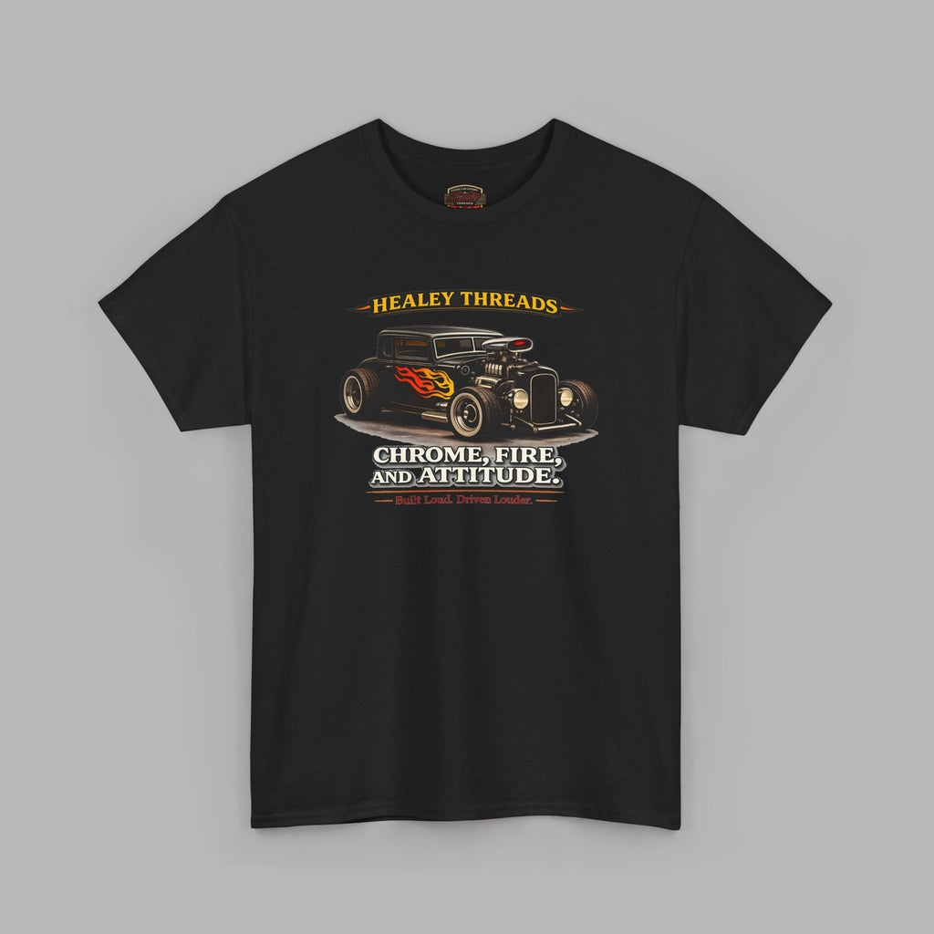 Chrome Fire Attitude Hot Rod Tee | Classic Car Gift Shirt
