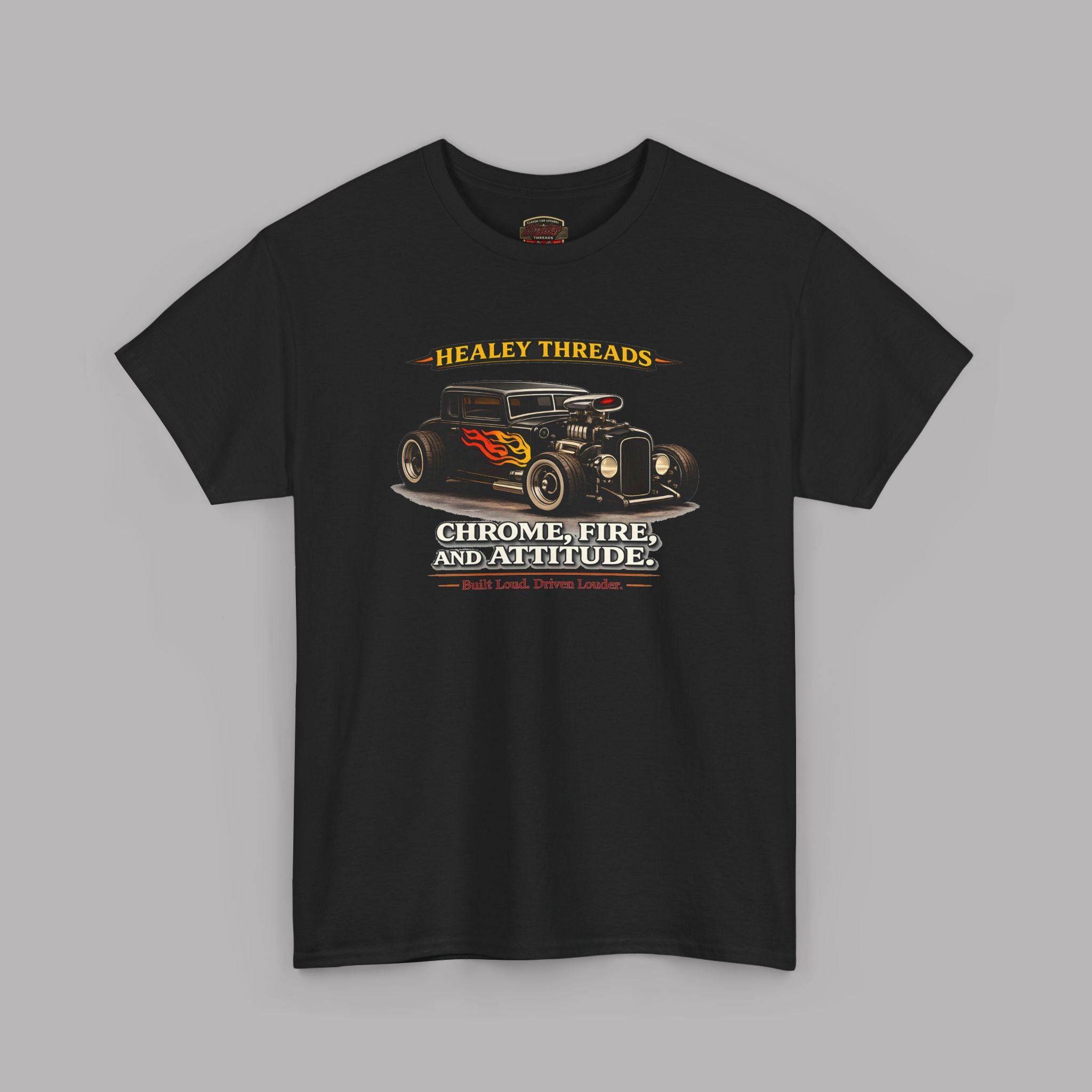 Chrome Fire Attitude Hot Rod Tee | Classic Car Gift Shirt