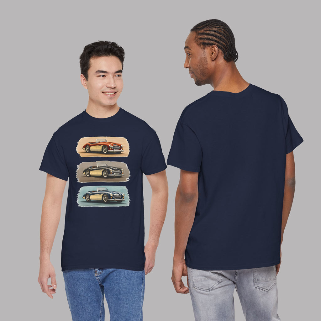 Classic Sports Cars Tee | Vintage Three-Panel Car Graphic Shirt