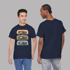 Classic Sports Cars Tee | Vintage Three-Panel Car Graphic Shirt