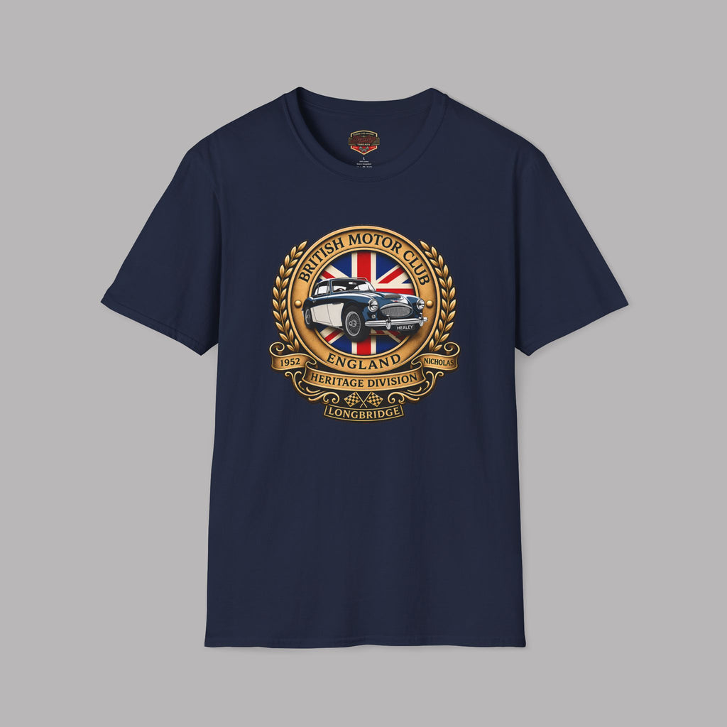 British Motor Club T-Shirt — Vintage Union Jack Sports Car Emblem