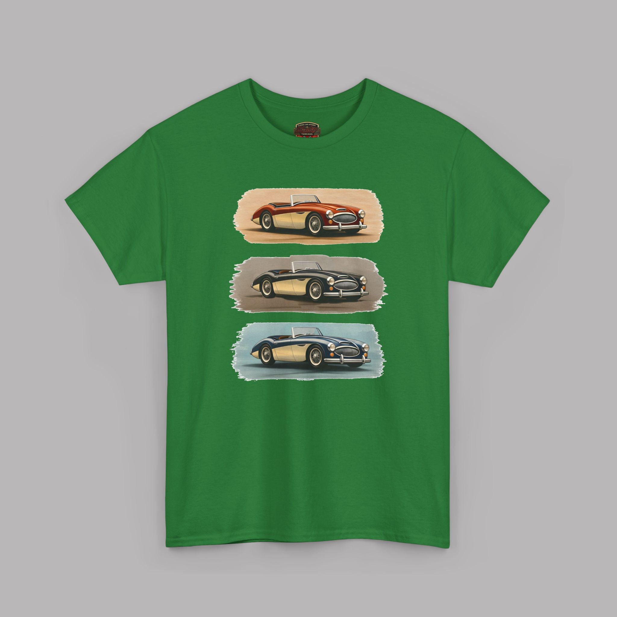Classic Sports Cars Tee | Vintage Three-Panel Car Graphic Shirt