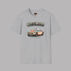 Sport gray t-shirt with a MGB car graphic and text on a gray background