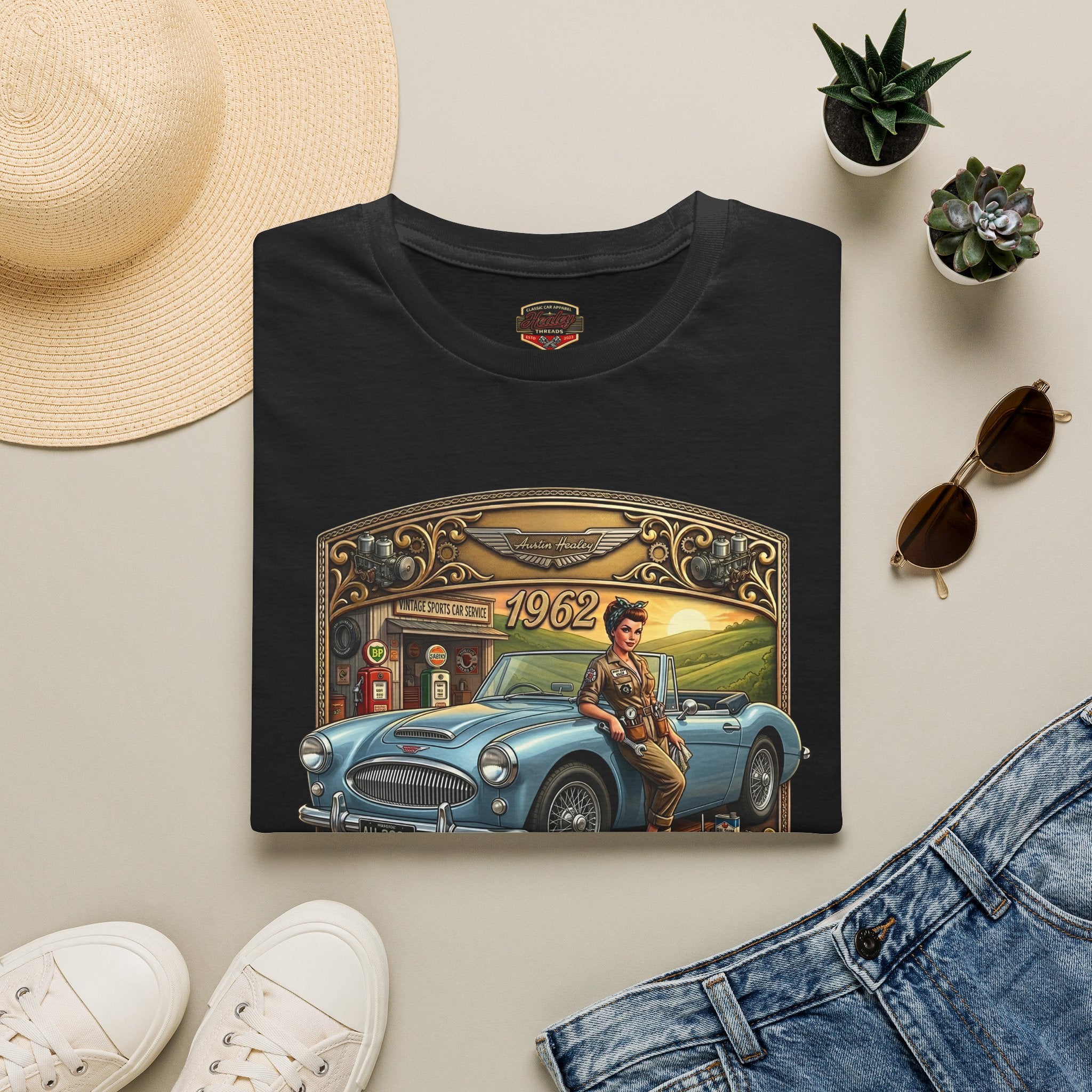 Vintage 1962 Roadster T-Shirt - Retro Classic Car & Boy Illustration