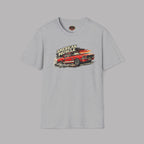 Sport gray t-shirt with a red muscle car graphic and 'American Muscle' text on a gray background