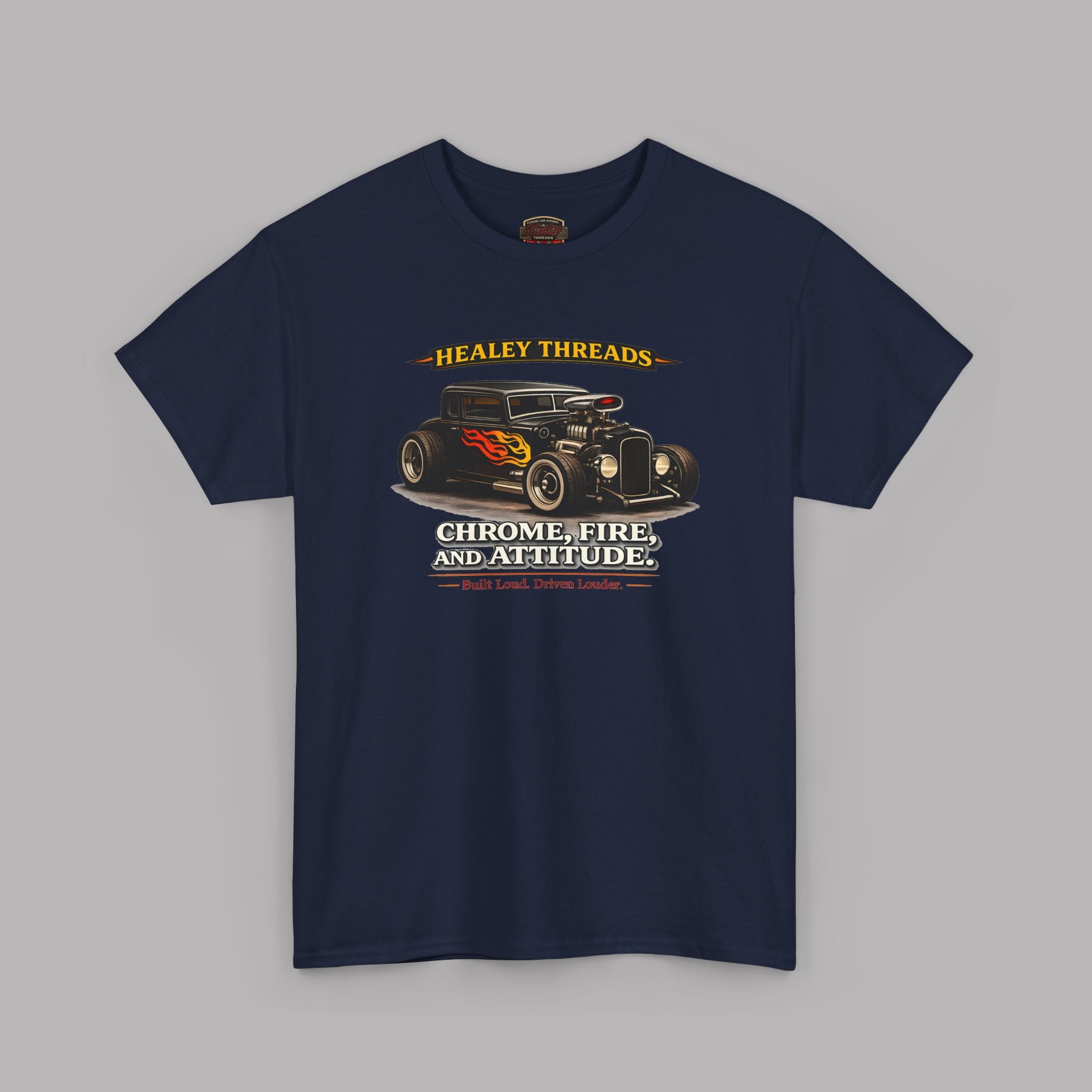 Chrome Fire Attitude Hot Rod Tee | Classic Car Gift Shirt