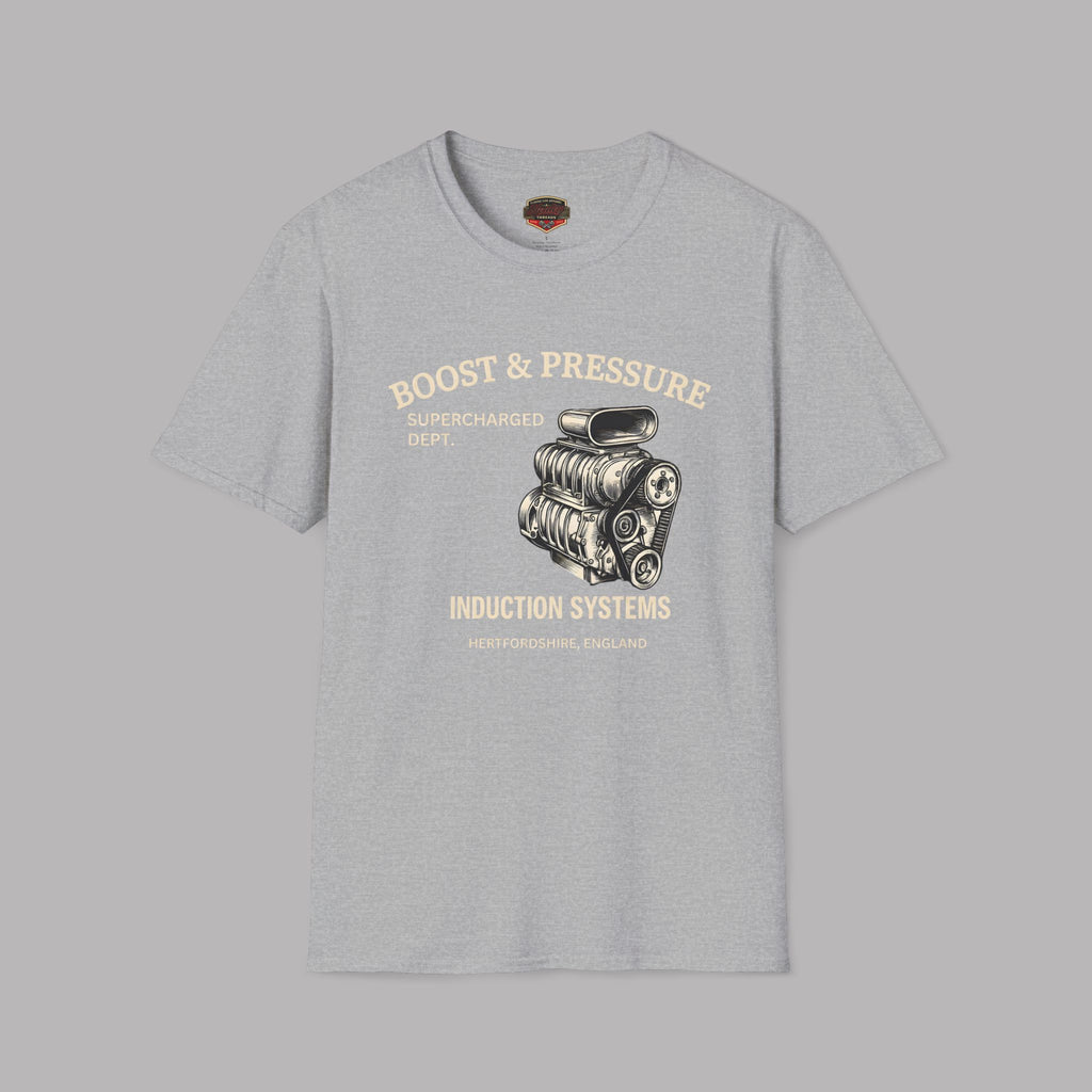 Engine Graphic T‑Shirt - "Boost & Pressure" Vintage Supercharger Tee