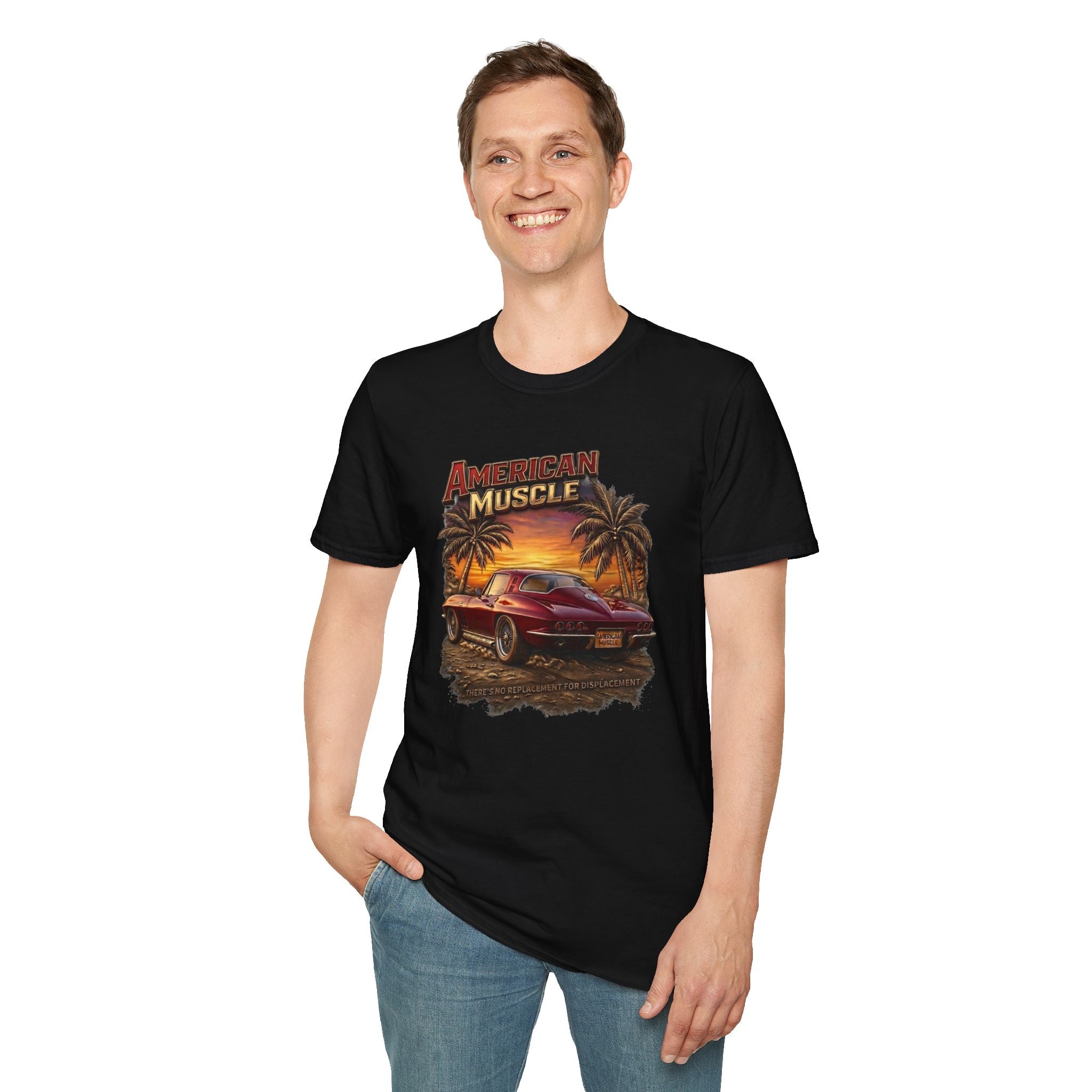 American Muscle Stingray T-Shirt - Retro Sunset Car Tee