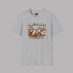 Sport gray t-shirt with cartoon bears racing and 'Born to Race' text on a gray background