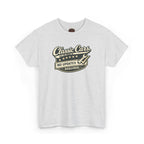 Ash t-shirt with 'Classic Cars No Updates Required' text and graphic on a white background