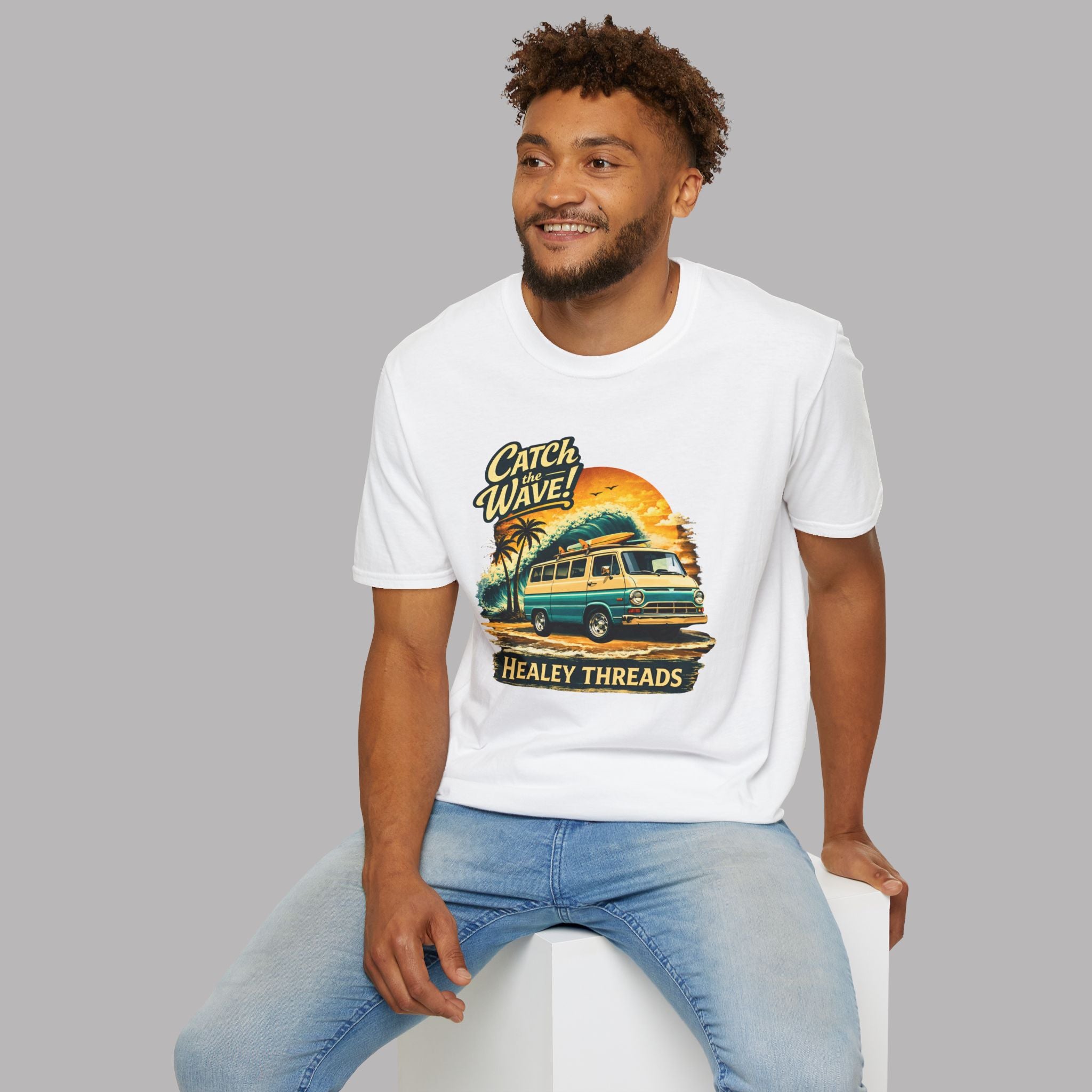 Retro Surf Van Graphic Tee - Catch the Wave Shirt
