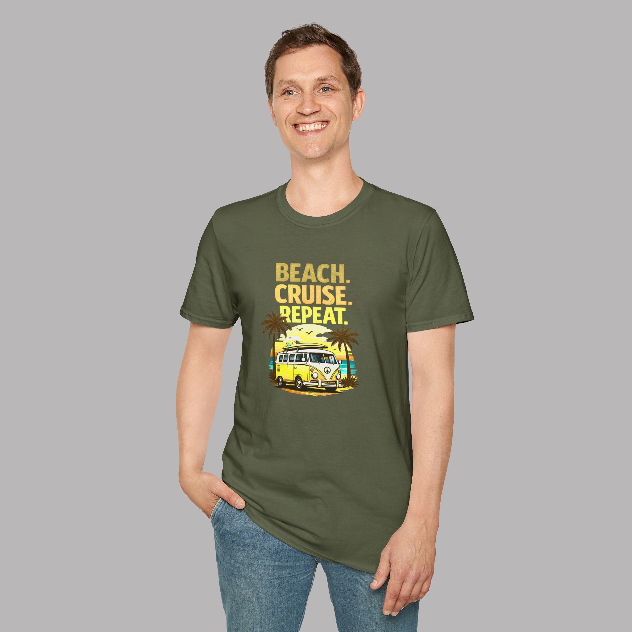 Beach Cruise Repeat T-Shirt - Retro Van Graphic Tee