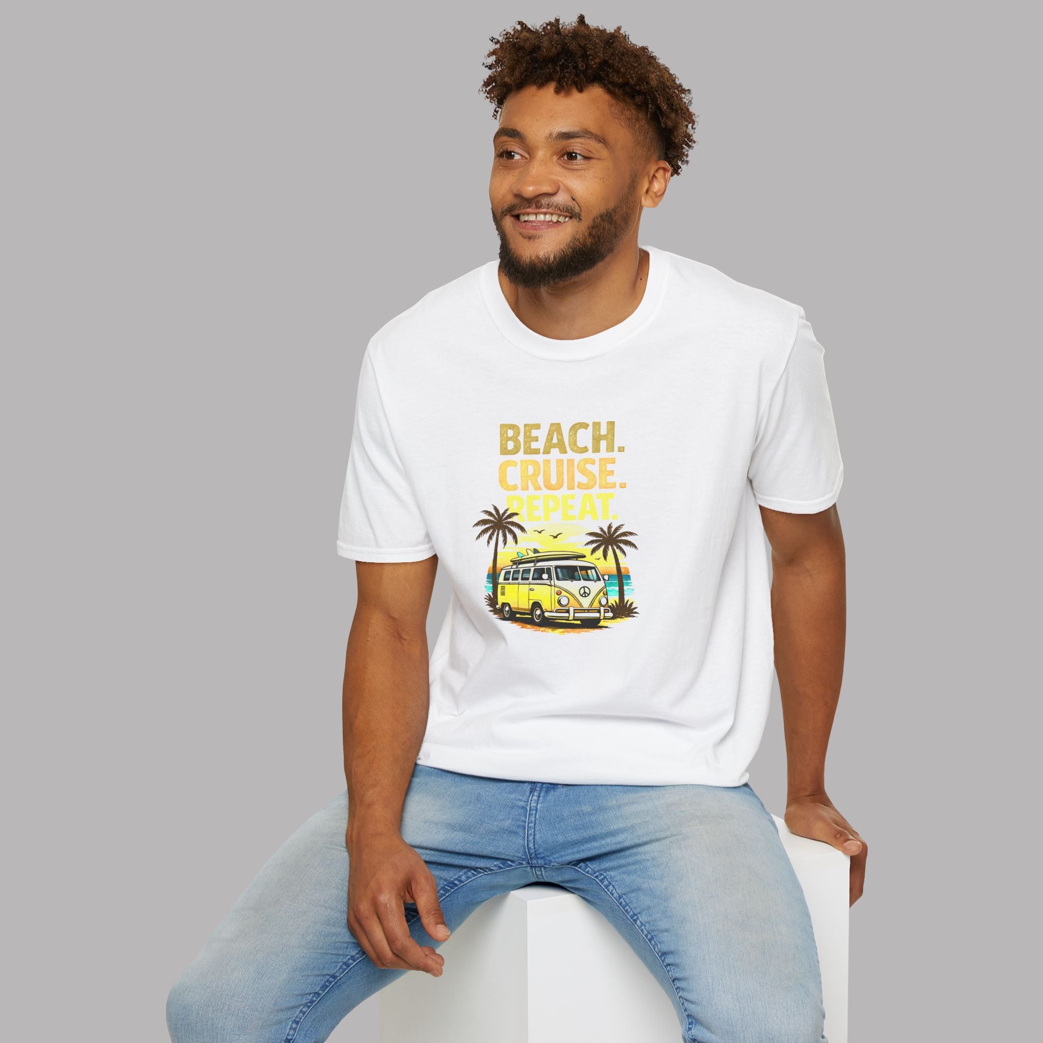 Beach Cruise Repeat T-Shirt - Retro Van Graphic Tee