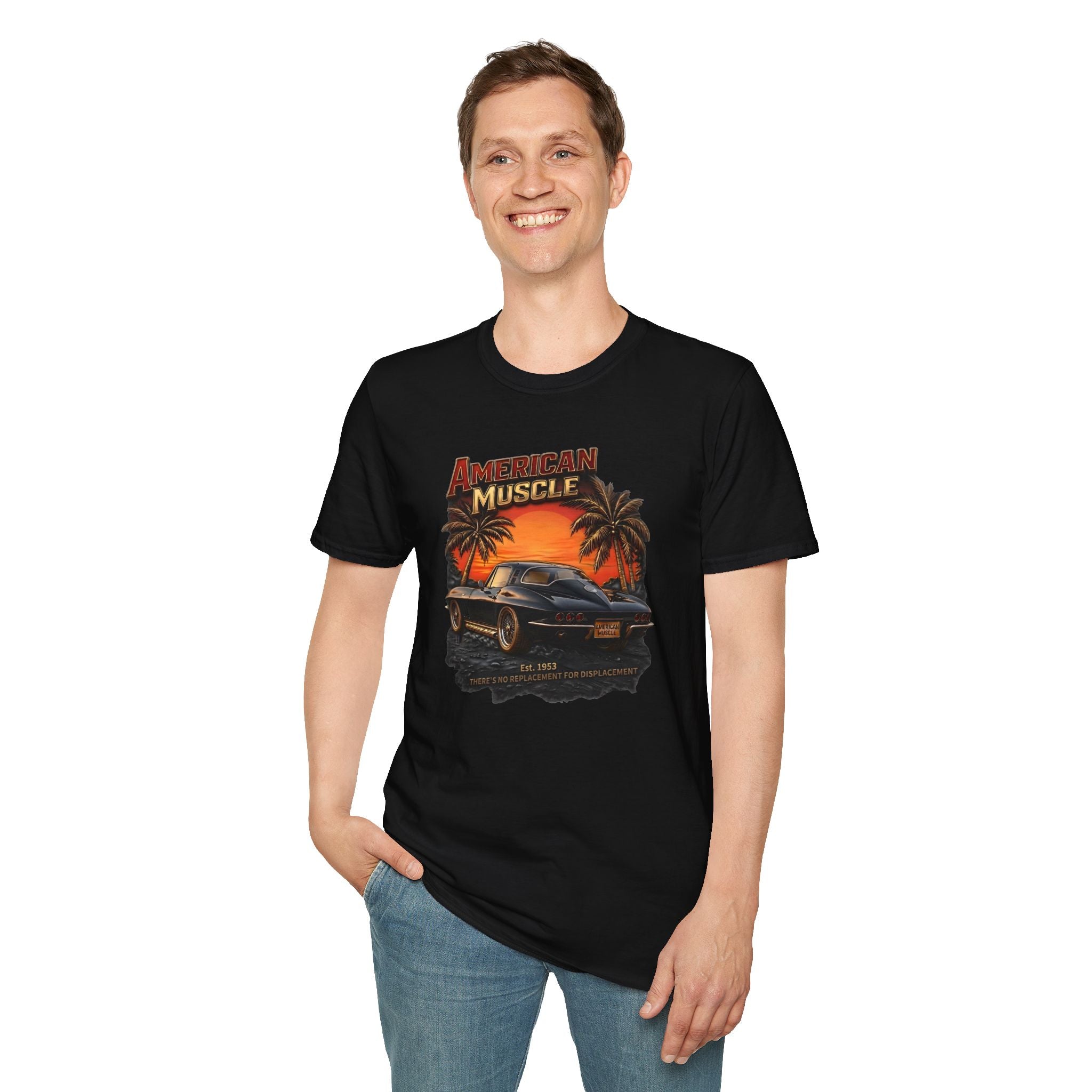 American Muscle Sunset T-Shirt - Retro Sports Car Tee