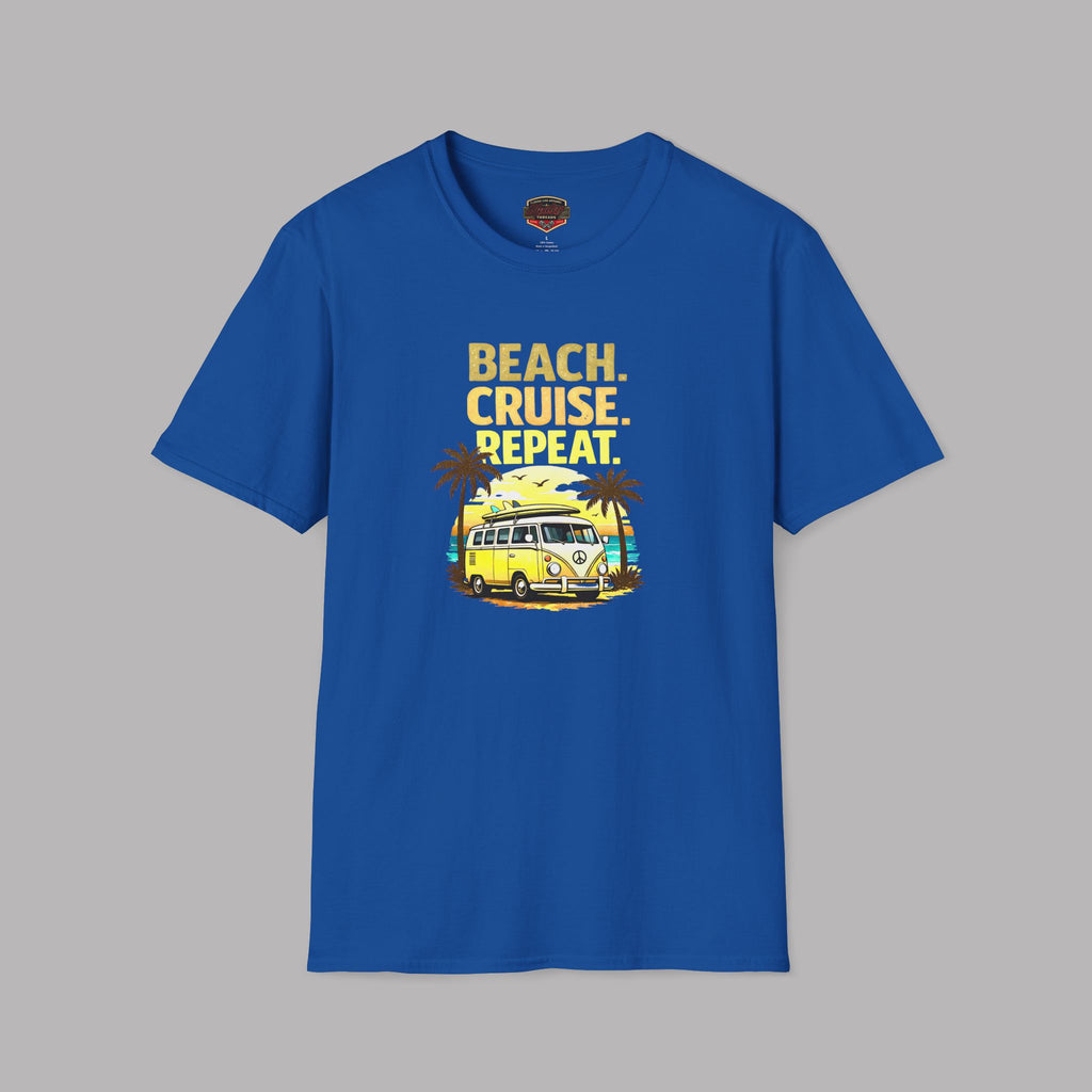 Beach Cruise Repeat Tee - Retro Palm Sunset Shirt