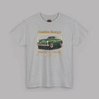 Sport gray t-shirt with a green classic car graphic and 'Positive Energy' text on a gray background