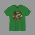 Turf green t-shirt with 'American Muscle' car graphic design on a white background