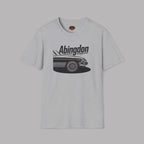 Sport gray t-shirt with a classic car graphic and 'Abingdon' text on a gray background