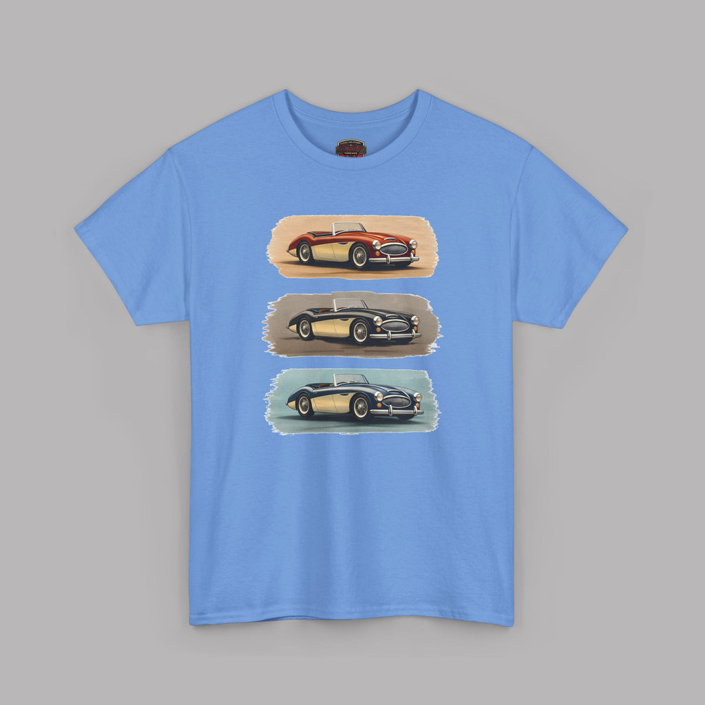 Classic Sports Cars Tee | Vintage Three-Panel Car Graphic Shirt