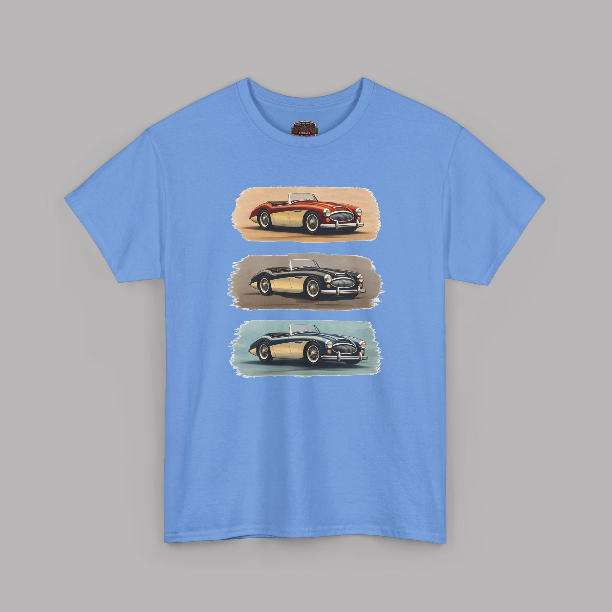 Classic Sports Cars Tee | Vintage Three-Panel Car Graphic Shirt