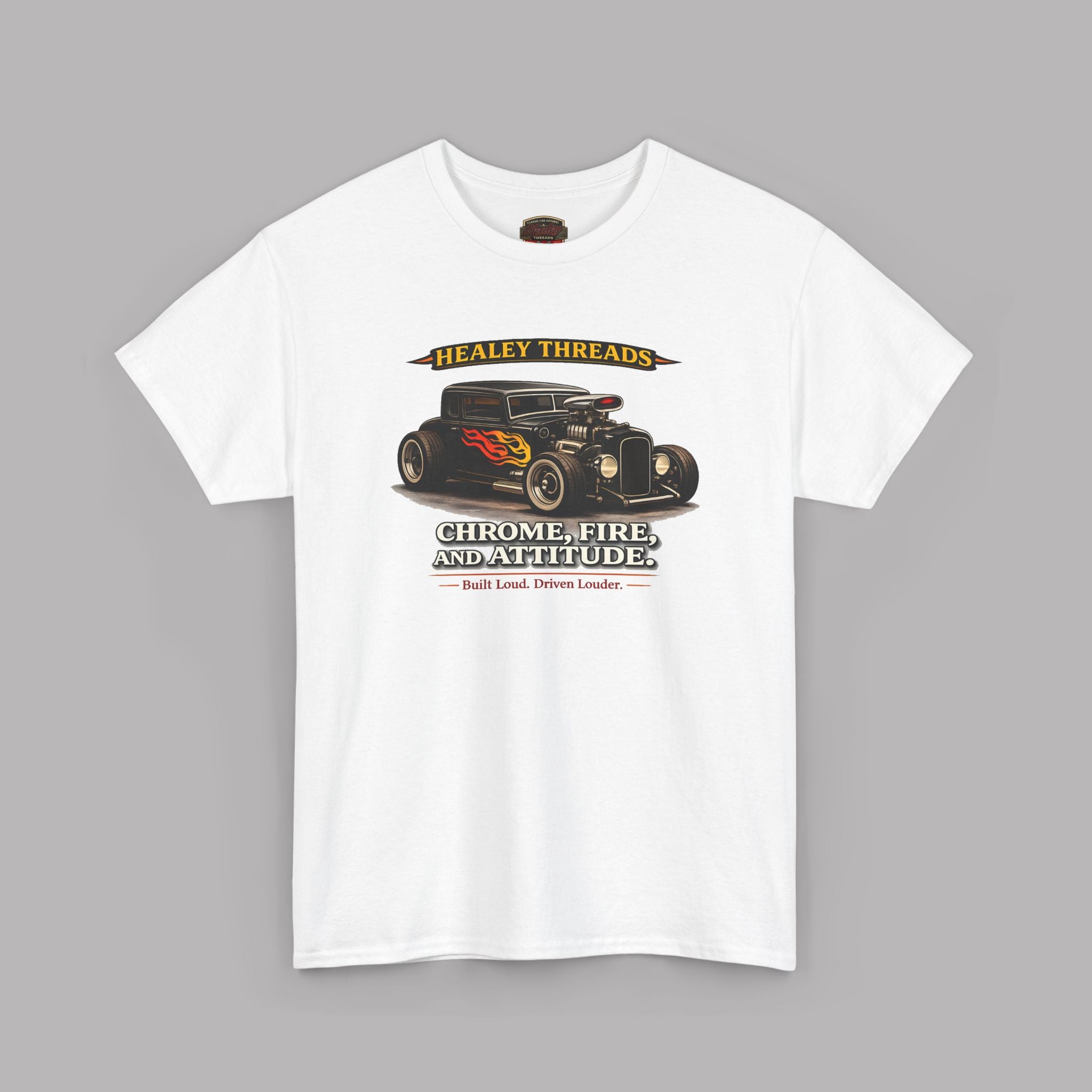 Chrome Fire Attitude Hot Rod Tee | Classic Car Gift Shirt