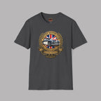 Dark Heather t-shirt with British Motor Club logo on a gray background
