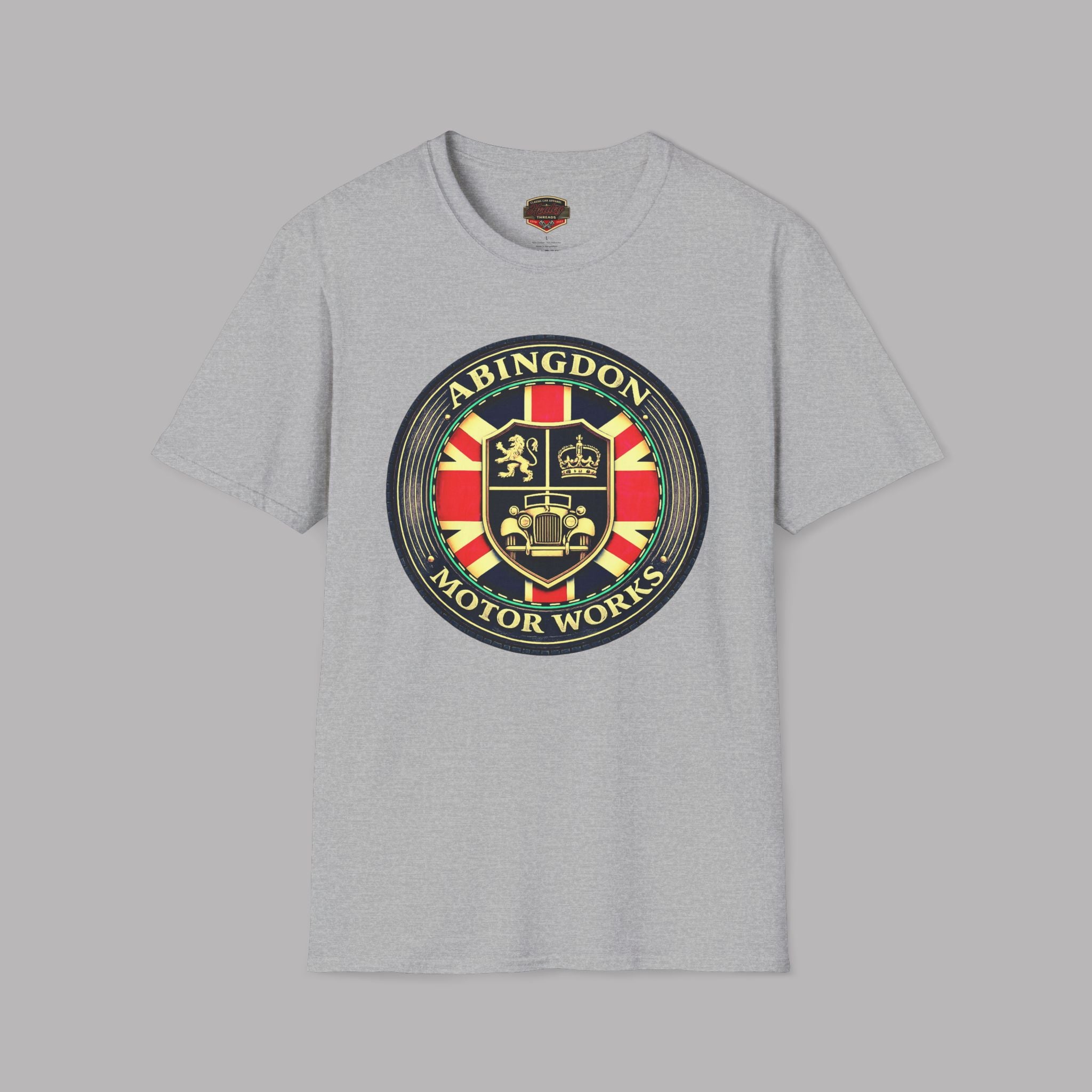 Abingdon Motor Works T‑Shirt — Vintage British Car Emblem Tee