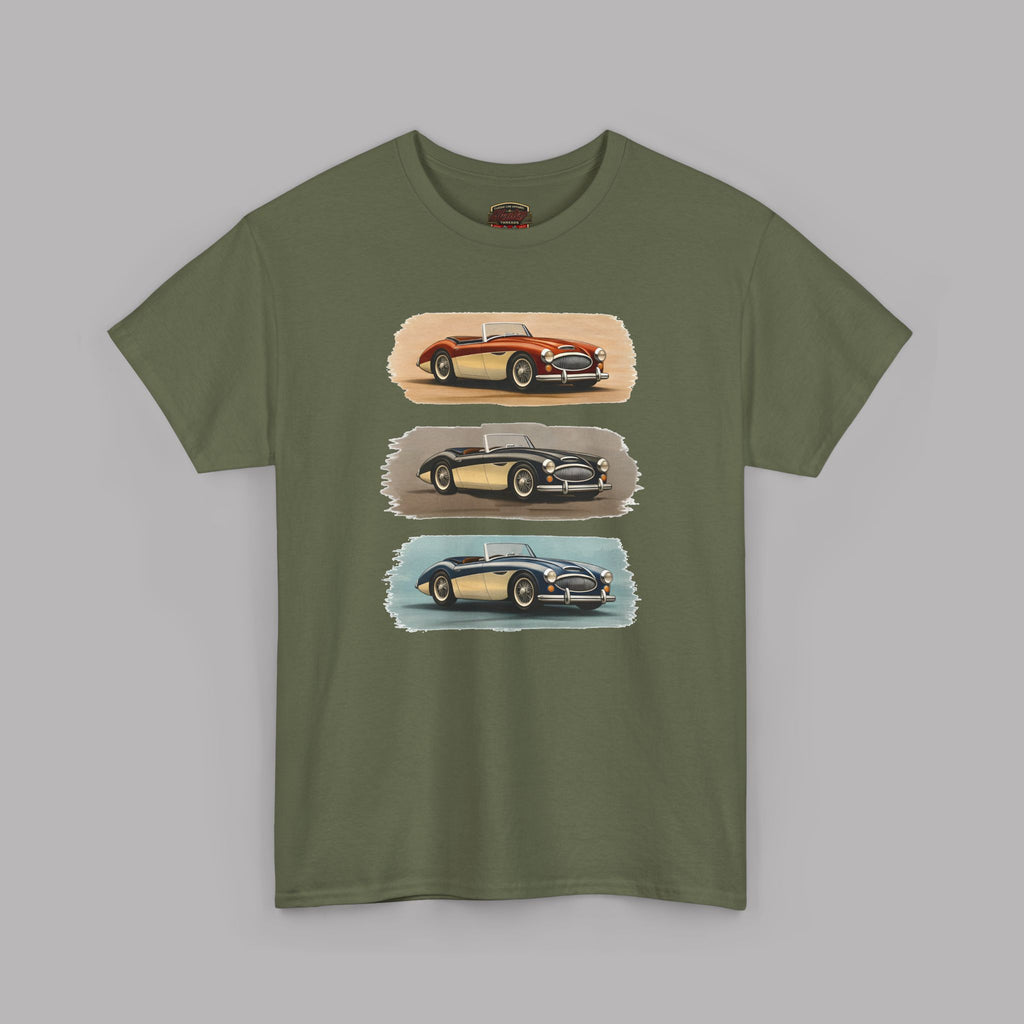 Classic Sports Cars Tee | Vintage Three-Panel Car Graphic Shirt