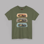 Classic Sports Cars Tee | Vintage Three-Panel Car Graphic Shirt