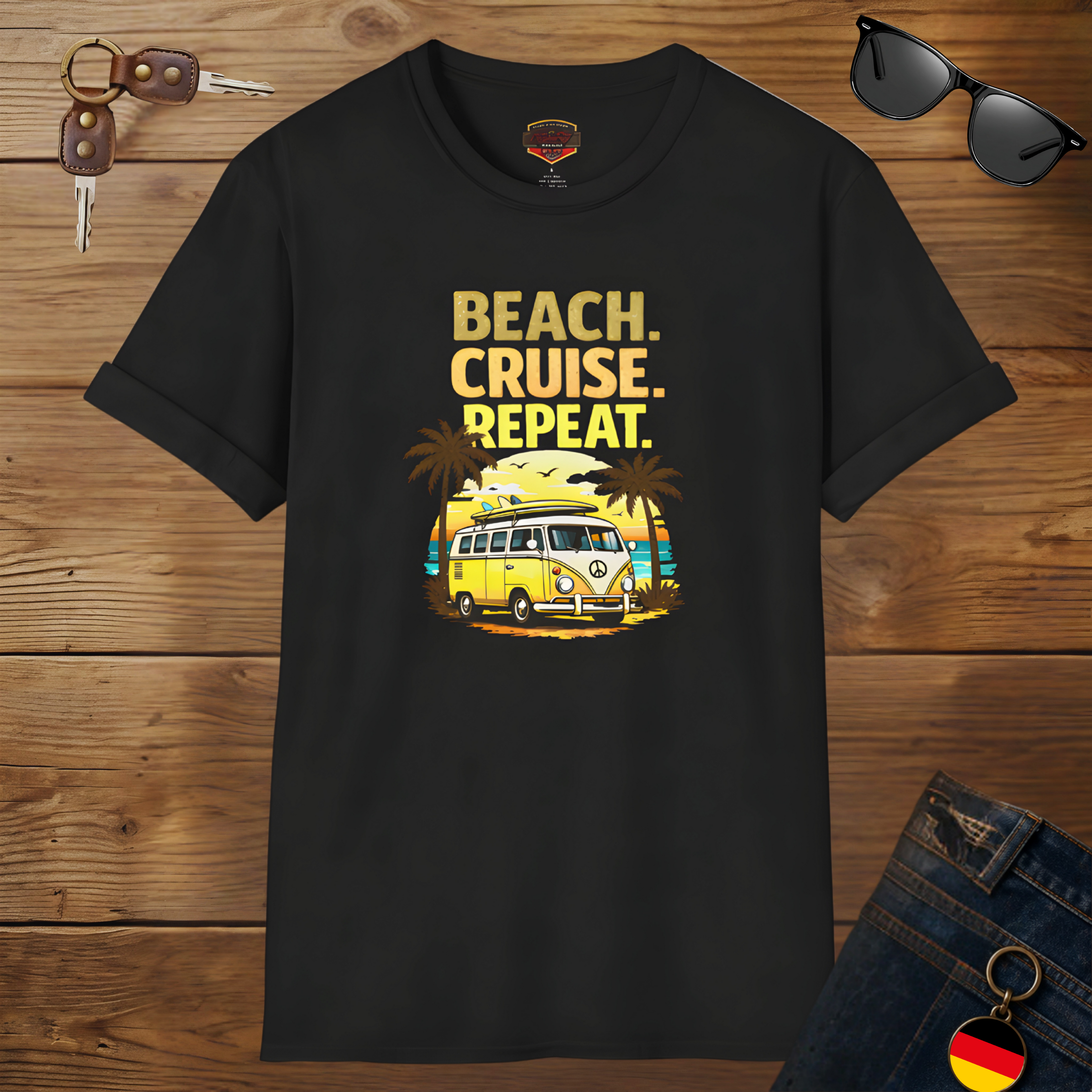 Beach Cruise Repeat T-Shirt - Retro Van Graphic Tee