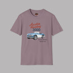 Paragon t-shirt with Austin Healey 3000 graphic on a gray background
